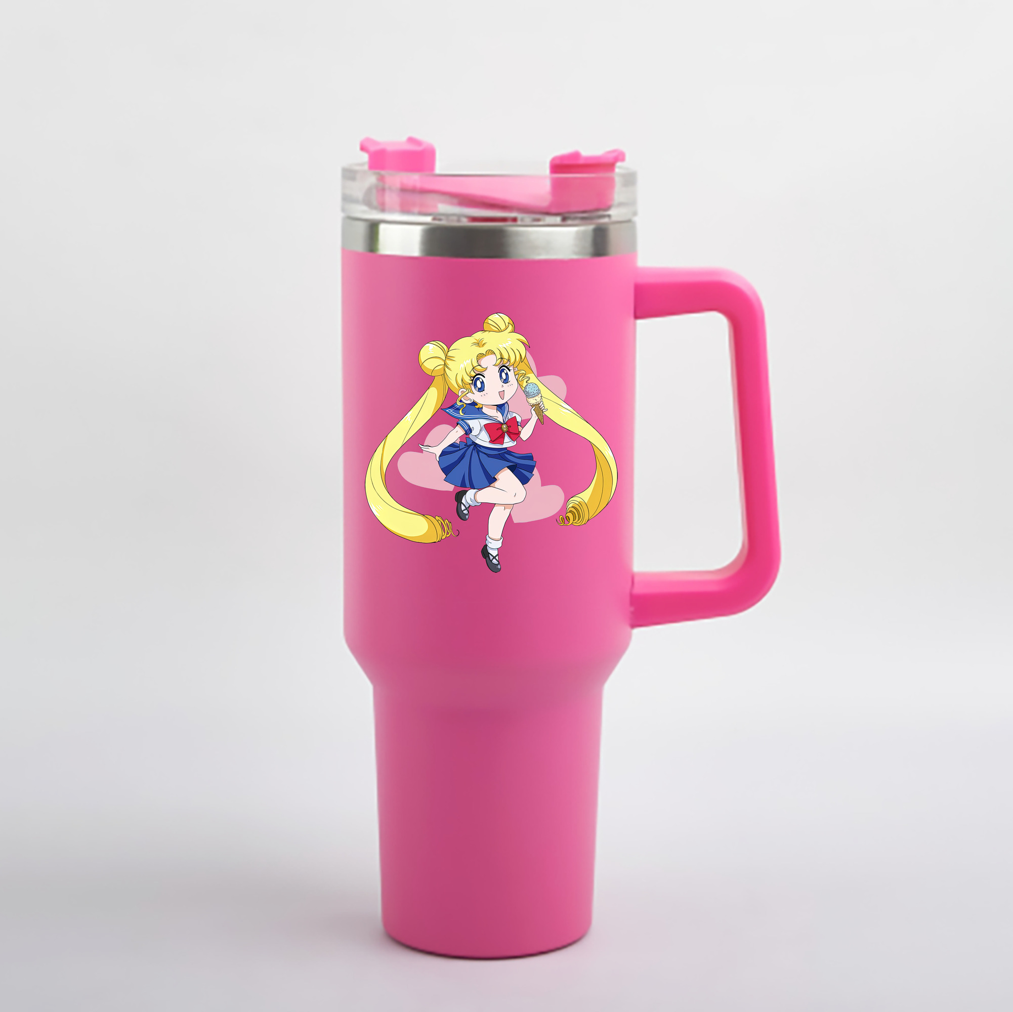 （画像用） 美少女戦士セーラームーン 愛野 美奈子 あいの みなこ Sailor Moon Aino Minako 1200mL車用タンブラー - クリスタルステッカー（プラスチックストロー付き）